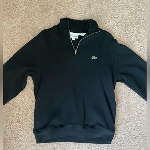 Lacoste Mens black quarter-zip, size Large